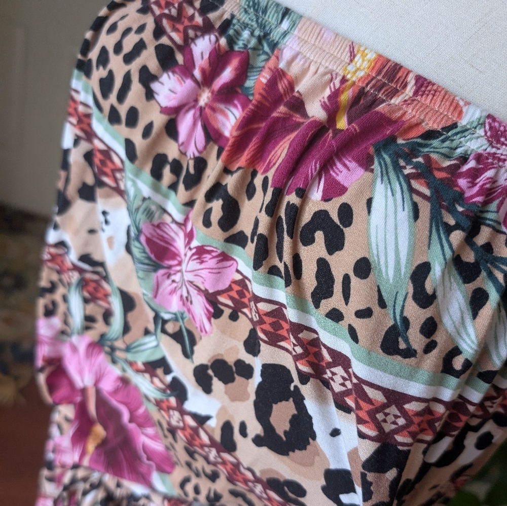Lascana for Venus Strapless Maxi Dress Large Floral Animal Print Pockets EUC - Picture 13 of 16
